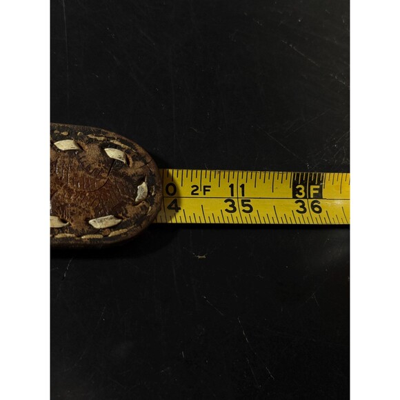 Vintage Tooled Leather Bradley Engraved Belt Rustic Western Design Size 30 main image 4